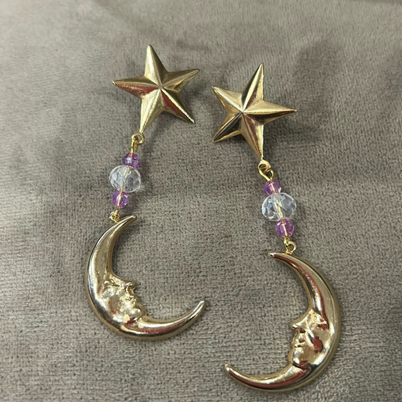 Handmade Stars & Moon With Crystal Earrings-Boutique - Picture 4 of 8